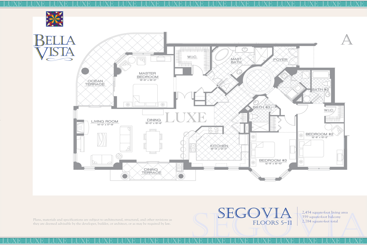 Segovia Floors 5-11 Unit 01 - 2515 S Atlantic Ave - Bella Vista Floor Plans Daytona Beach Shores - The LUXE Group 386.299.4043